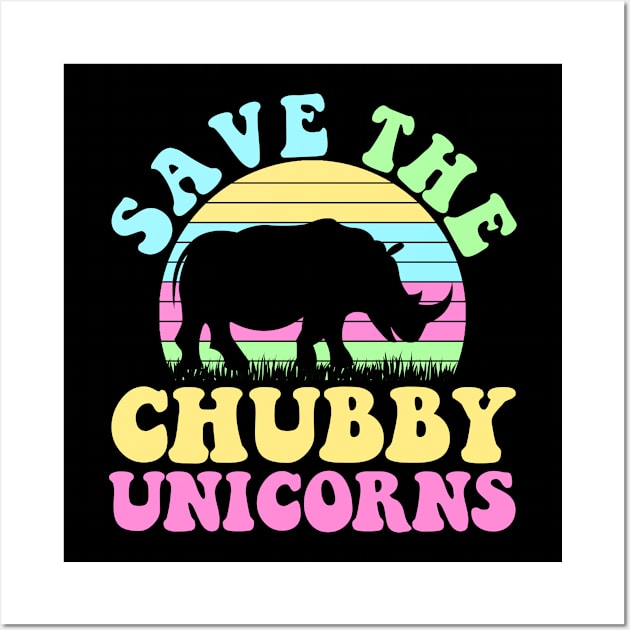 Save The Chubby Unicorns Vintage Funny Rhino Animal Rights Wall Art by artbooming